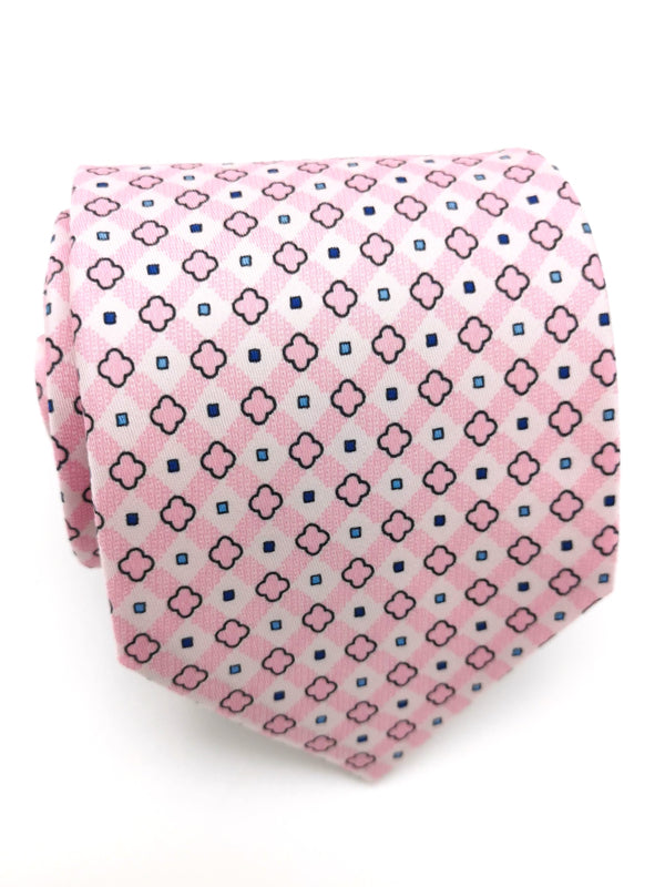 Rounded Cross Pattern Pink tie