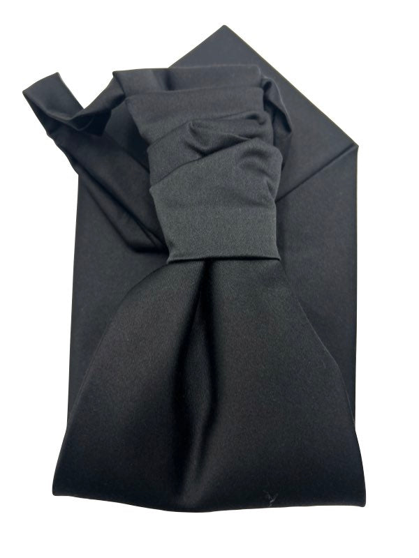 Ceremony Silk Satin Ascot Cravat in Black