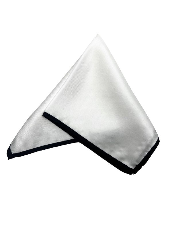 Classic White Pocket Square with Black Border