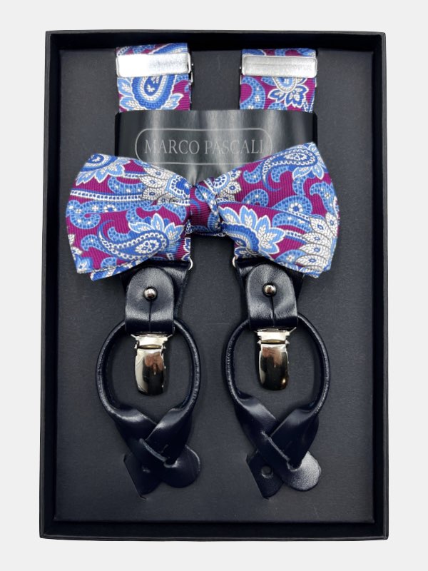 Royal Garnet Paisley Matching Set of Bowtie & Braces