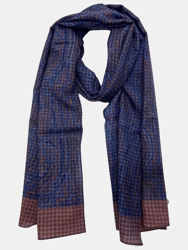 Regal Twilight Check Scarf with Copper Border