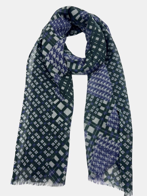 Indigo Check Fusion Scarf