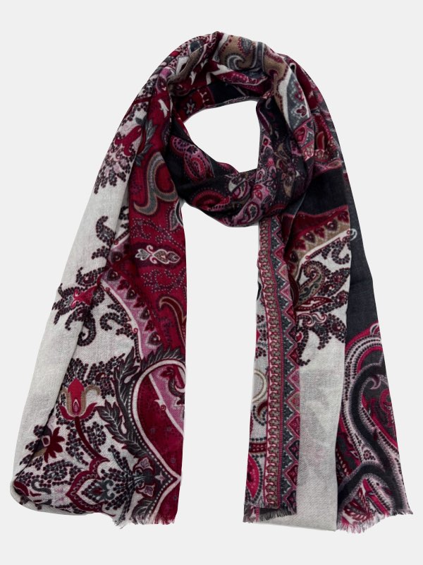 Crimson Paisley Elegance Scarf