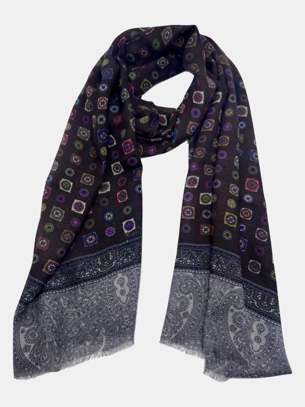 Medallions Tapestry Scarf in Brown