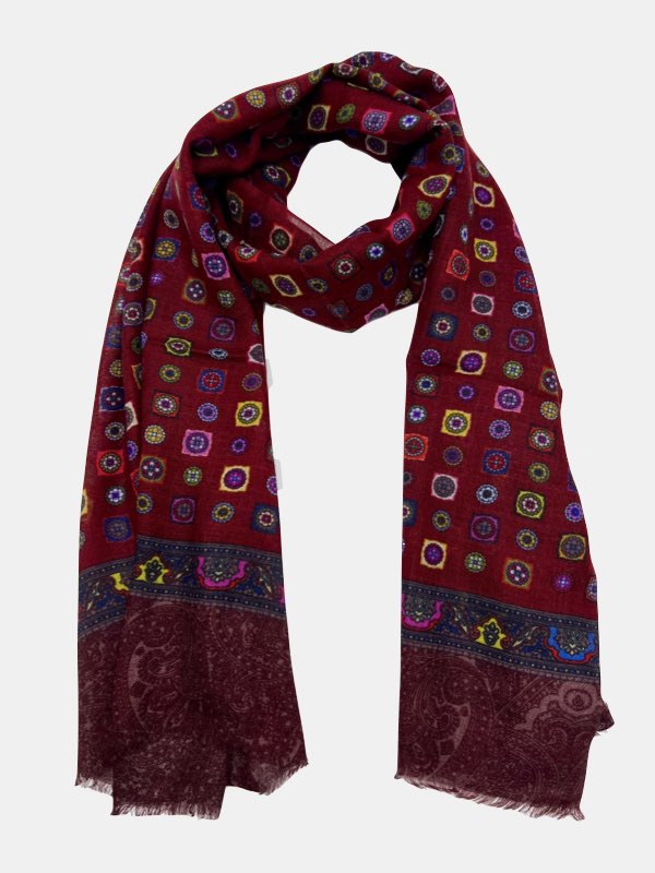 Medallions Tapestry Scarf in Red