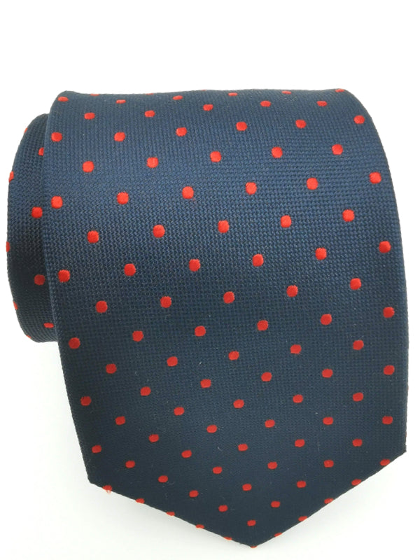 Red Polka Dots in Navy