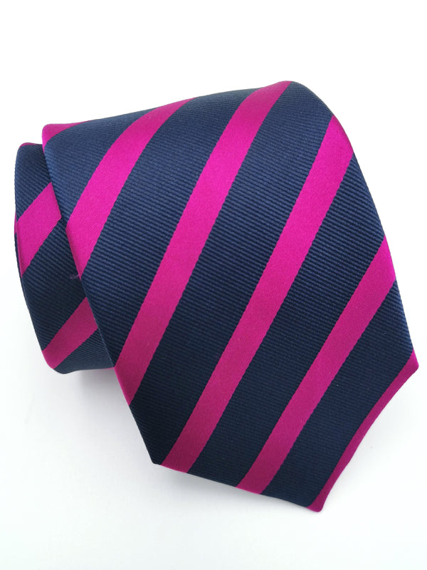 Rolled Lingering Fuscia Stripe tie