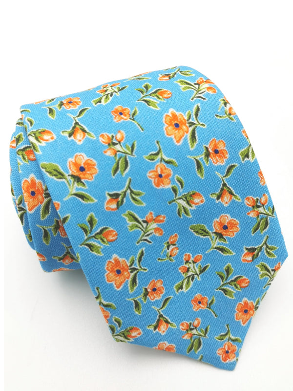 Rolled Sky Blue Spring Bouquet tie 
