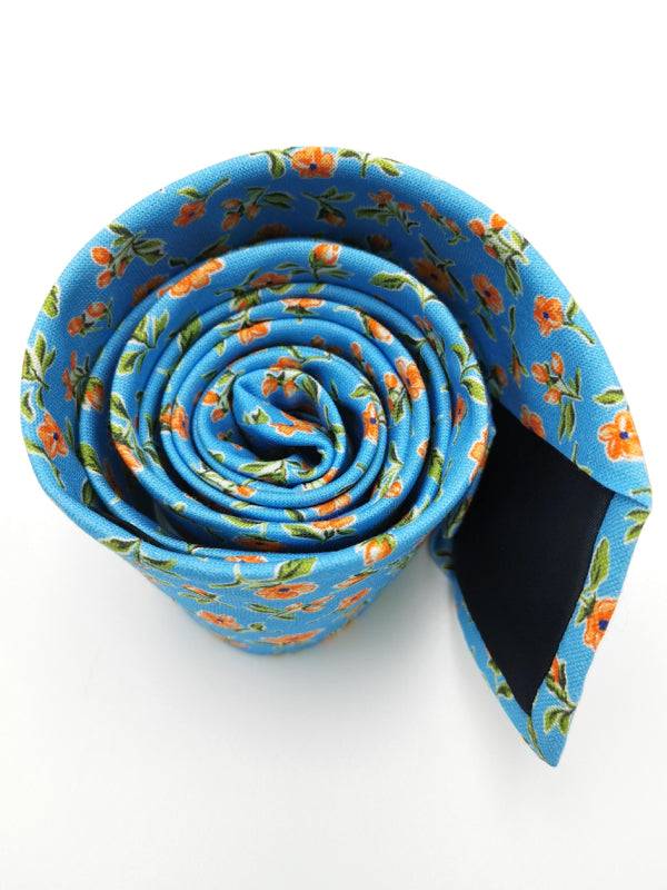 Sky Blue Spring Bouquet tie rolled zoom
