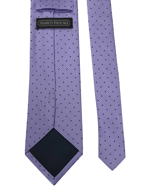 Corbata violeta de lunares grises